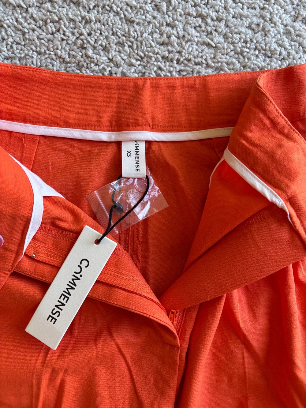 Commense Vibrant Orange Wide Leg Cotton Trousers- NWT - Picture 3 of 5